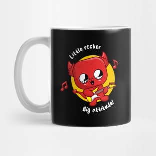 Cheeky little devil playing guitar (on dark colors) Mug